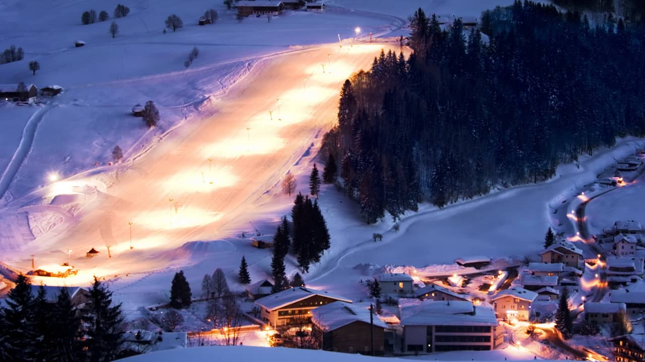 Night skiing Saalfelden Leogang vintersemester Österrike