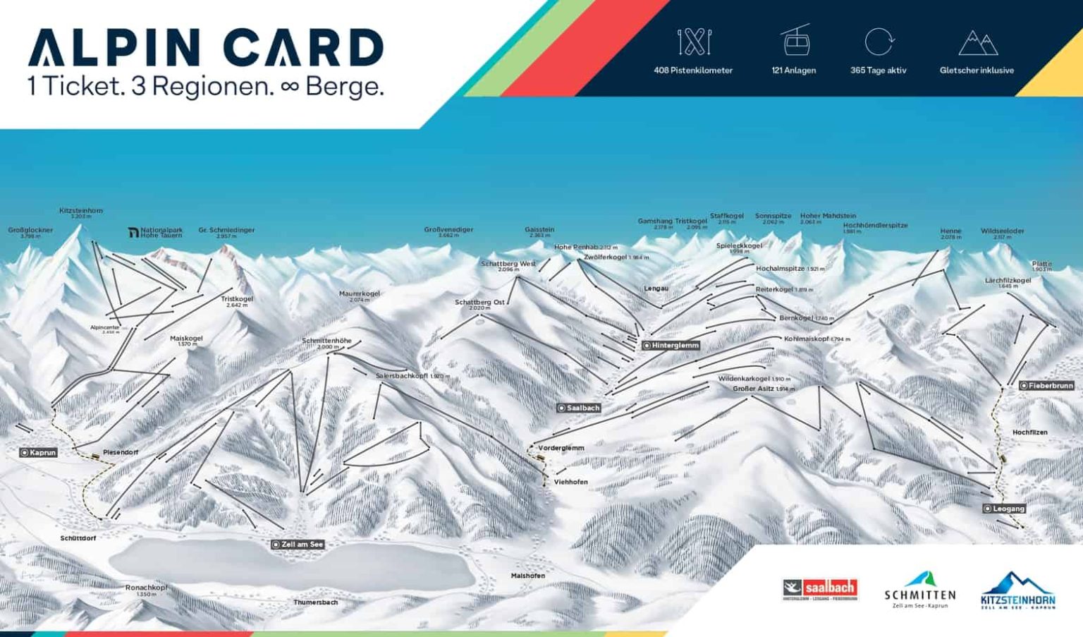 Pistkarta för skidsemester och skidresa i Saalfelden Leogang