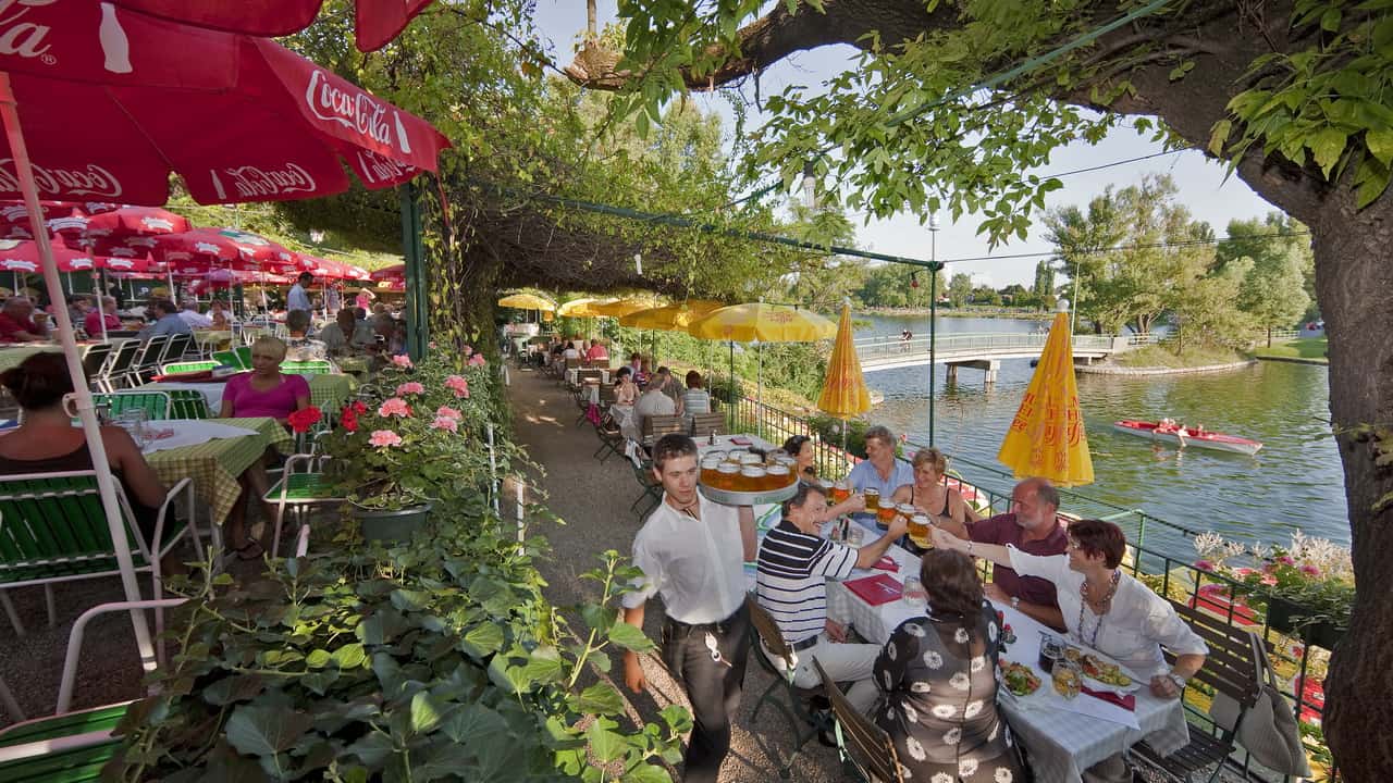 dricks i össterrike, dricks i alperna, Strandgasthof Birner Alte Donau