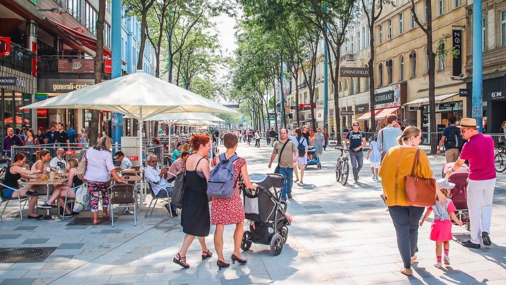 City-Shopping på Mariahilferstrasse i Wien