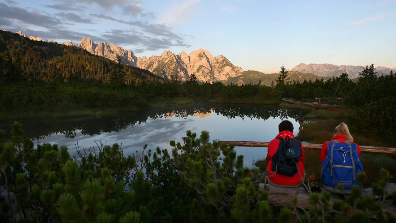 Löckernsee med blick på Gosaukamm massivet Semester i Österrike