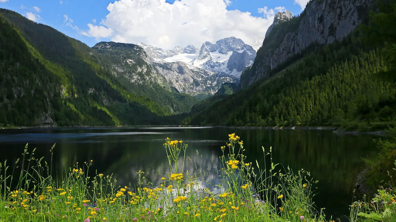Gosausjö vid Dachstein Salzkammergut vandring semester i Österrike