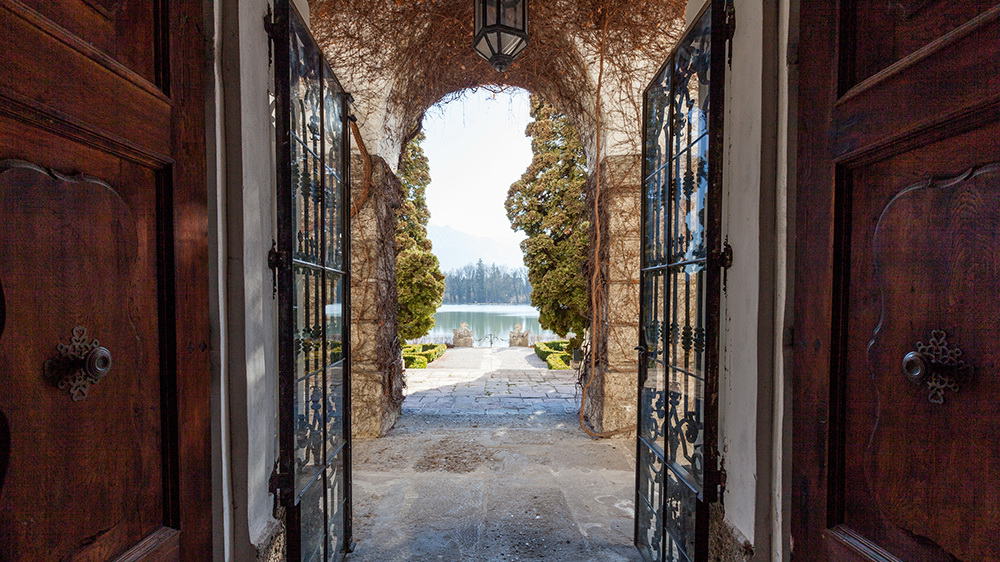 Entré slott Leopoldskron von Trapps Salzburg Sound of Music