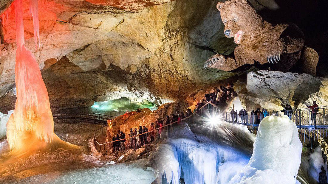 Jätteisgrottan i Hallstatt Salzkammergut Österrike