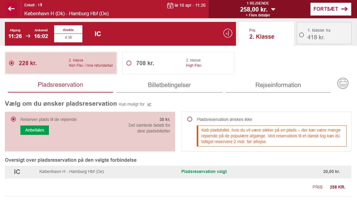 Boka på DSBs hemsida