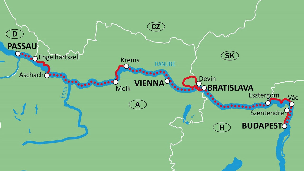 Båtcykling på Donau · Passau-Budapest · Austria Travel